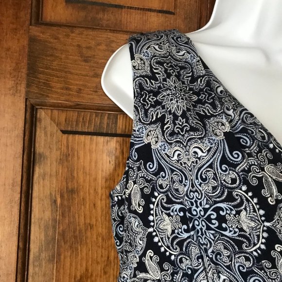 Charter Club Navy w/White & Light Blue Paisley Sleeveless Maxi Dress PM - Picture 6 of 13